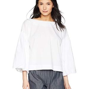 BCBGMAXAZRIA Bell-Sleeve Peasant Top - WHITE SMALL